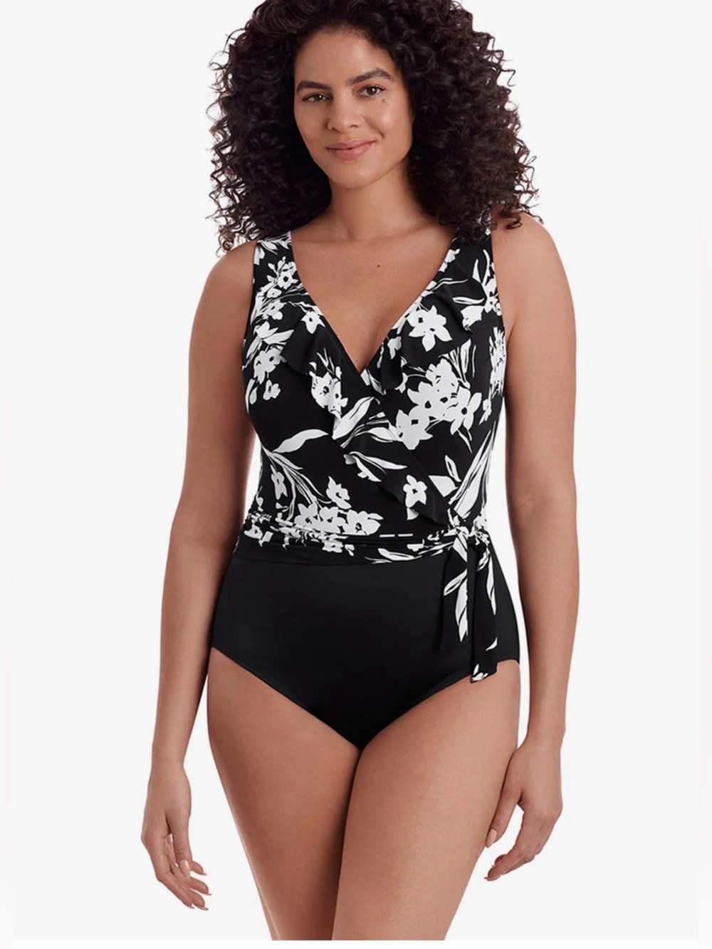 Lycra Floral Wrap One‑Piece Swimsuit
